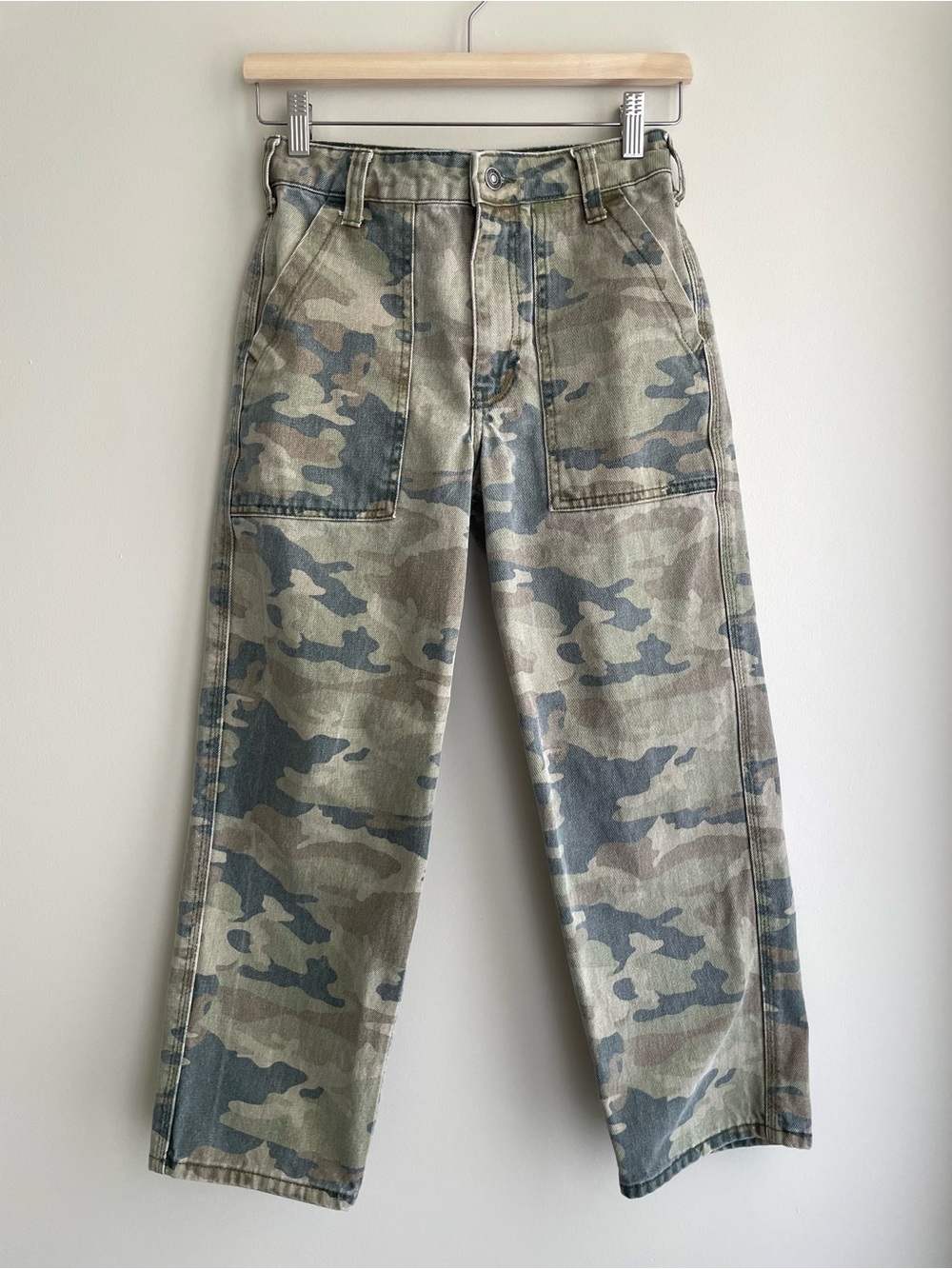 We The Free Remy Camo Crop High Rise Straight Leg Jeans